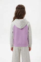 Girl's Tomato Store Outfit Hooded Long Sleeve Color-Block Design Honey Front Typography Melton Slim Fit