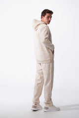 Men's Two-Piece Kangaroo Pockets With Unique All-over Marble Pattern Long Sleeves Cozy Comfy Melton Outfit Set