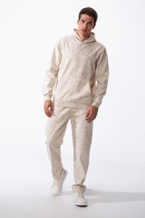 Men's Two-Piece Kangaroo Pockets With Unique All-over Marble Pattern Long Sleeves Cozy Comfy Melton Outfit Set