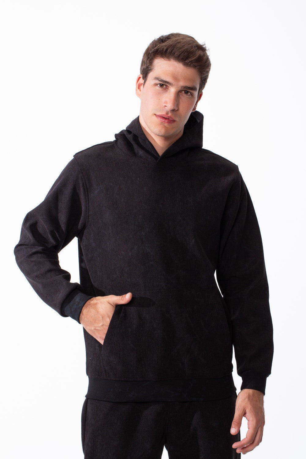 Men's Two-Piece Kangaroo Pockets With Unique All-over Marble Pattern Long Sleeves Cozy Comfy Melton Outfit Set