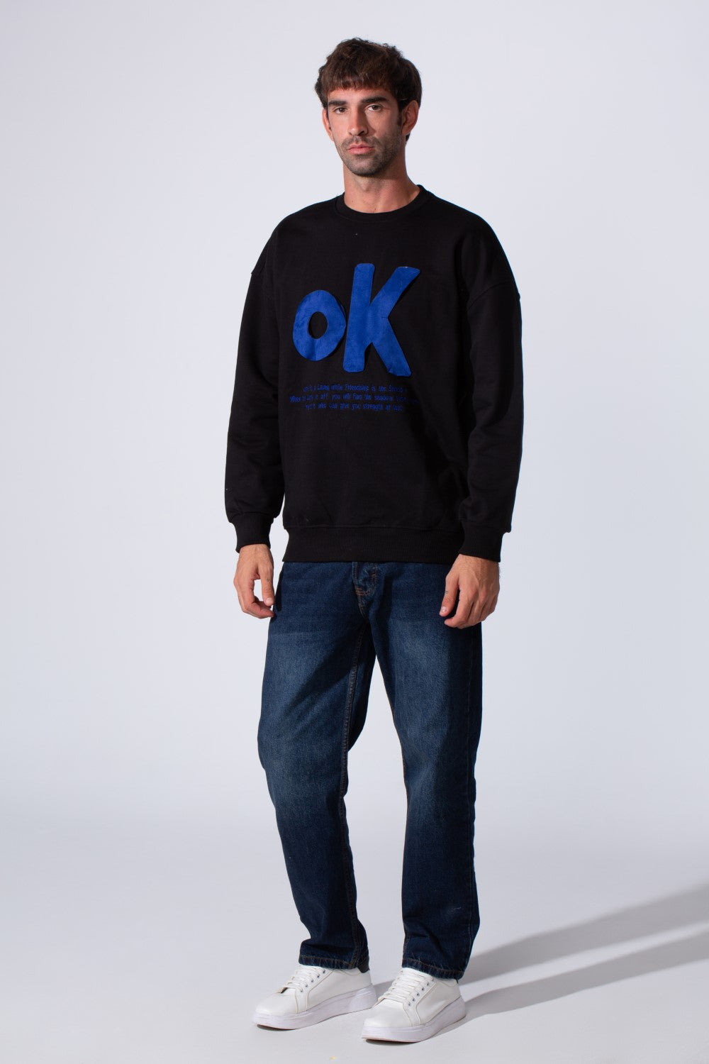 Men's Tomato Store Long Sleeve Crew Neck With Front Print Regular Fit Melton Sweatshirt