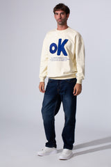 Men's Tomato Store Long Sleeve Crew Neck With Front Print Regular Fit Melton Sweatshirt