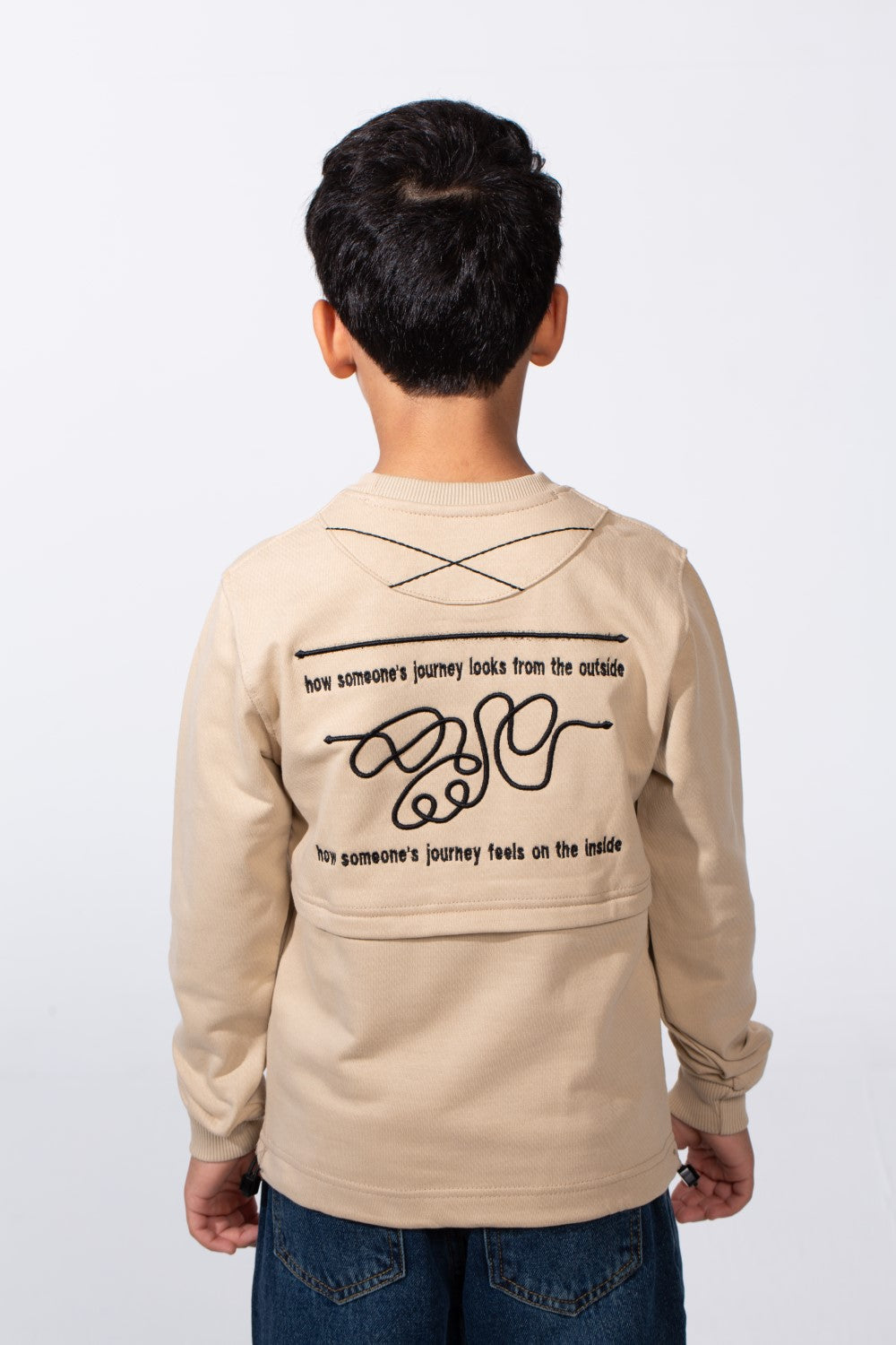 Boy's Slim Fit Crew Neck Melton Printed Sweatshirt