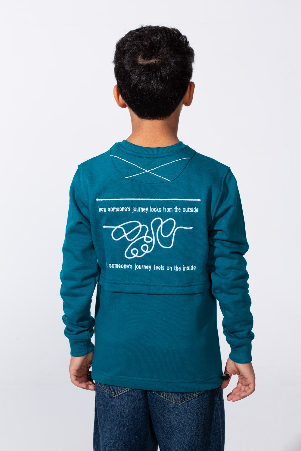 Boy's Slim Fit Crew Neck Melton Printed Sweatshirt