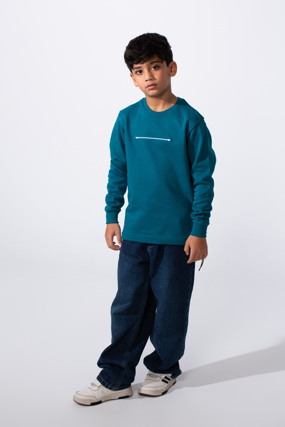 Boy's Slim Fit Crew Neck Melton Printed Sweatshirt