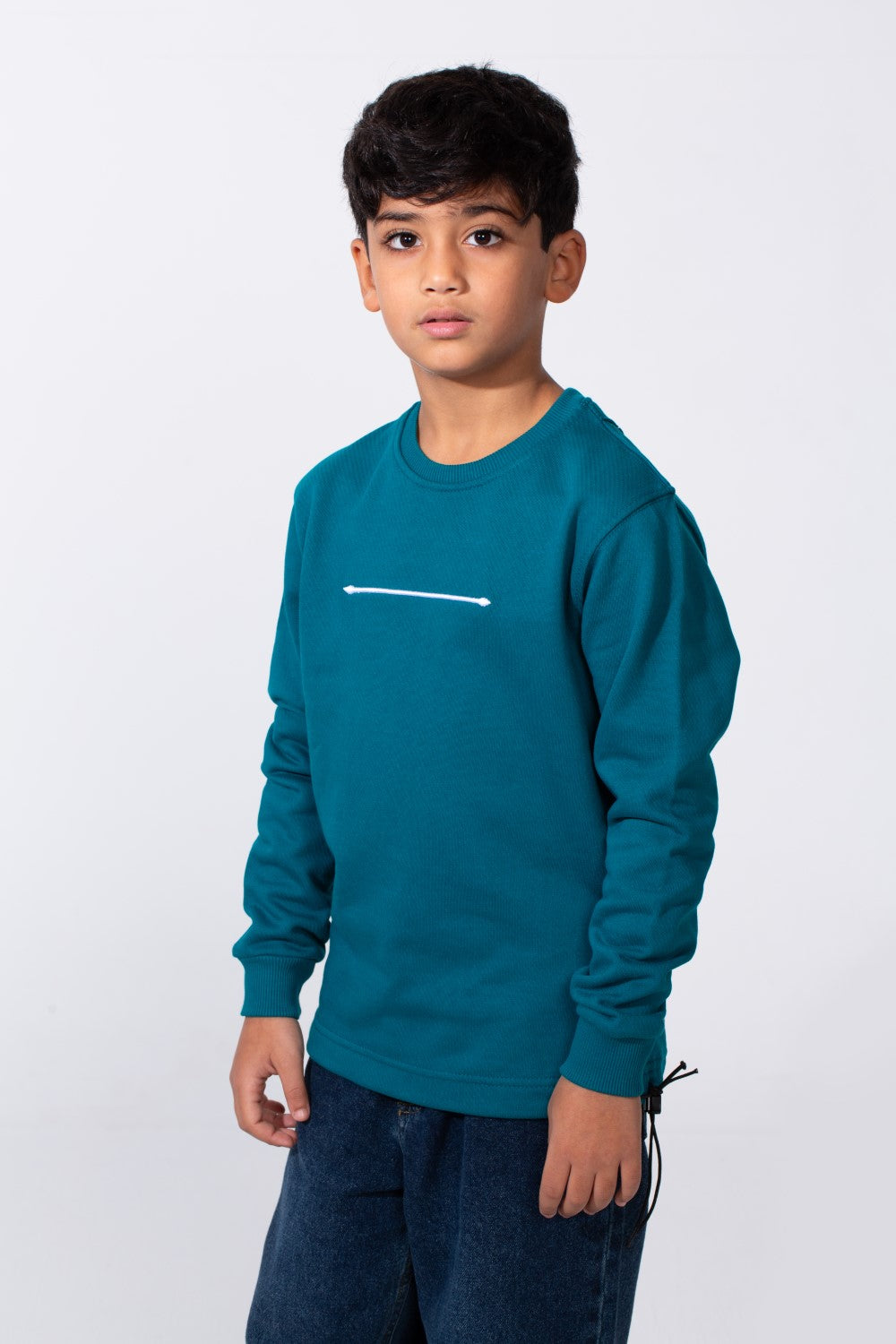 Boy's Slim Fit Crew Neck Melton Printed Sweatshirt