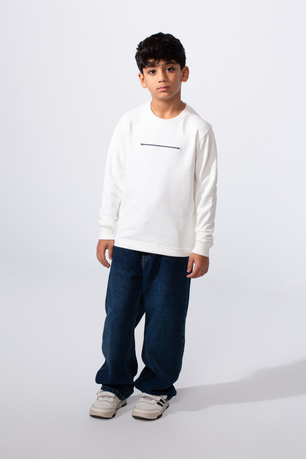 Boy's Slim Fit Crew Neck Melton Printed Sweatshirt