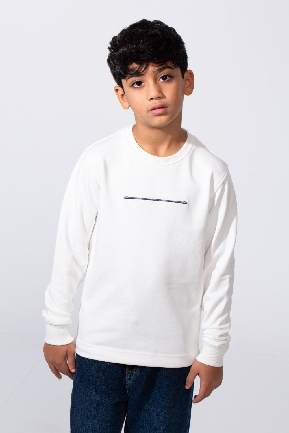 Boy's Slim Fit Crew Neck Melton Printed Sweatshirt