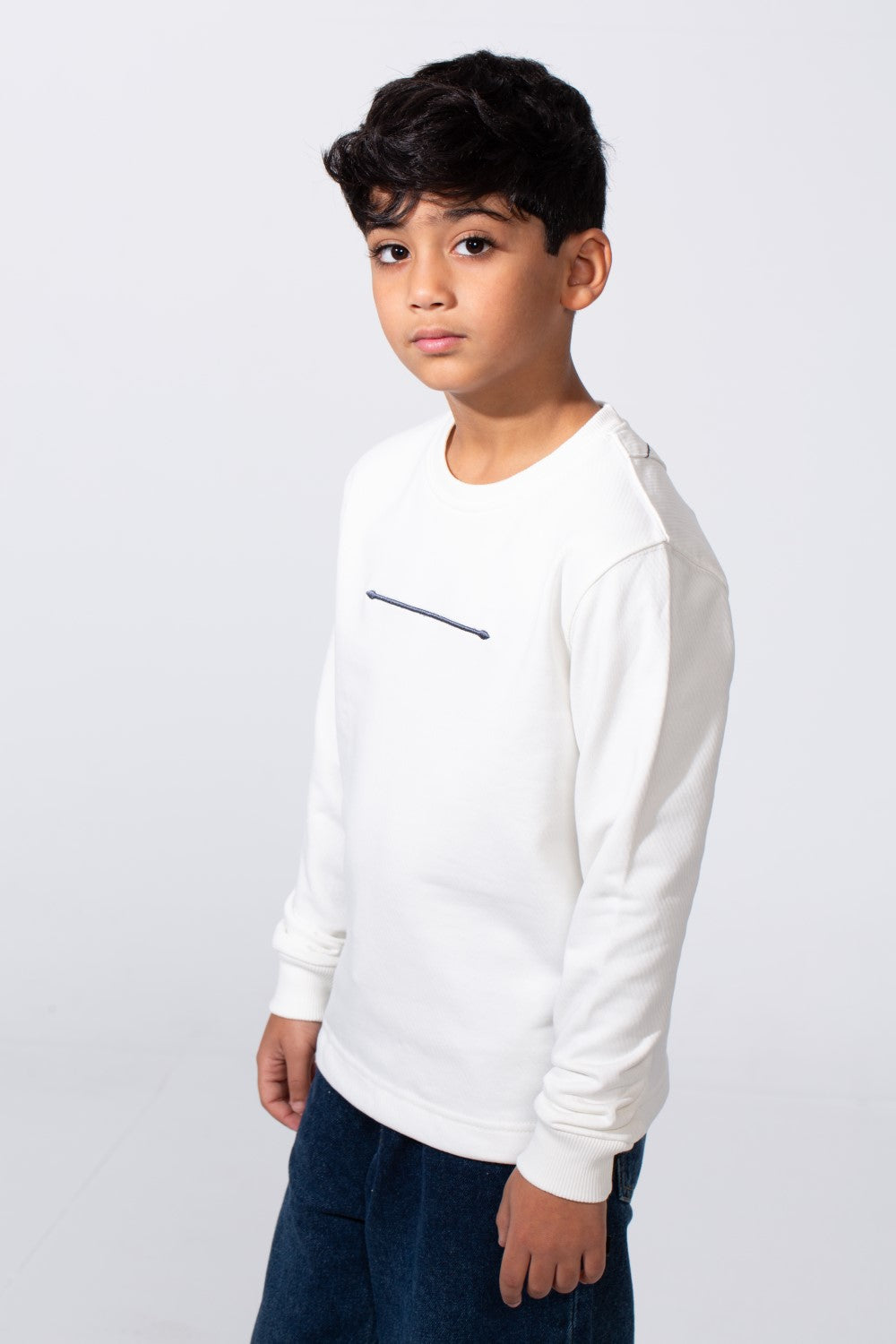 Boy's Slim Fit Crew Neck Melton Printed Sweatshirt
