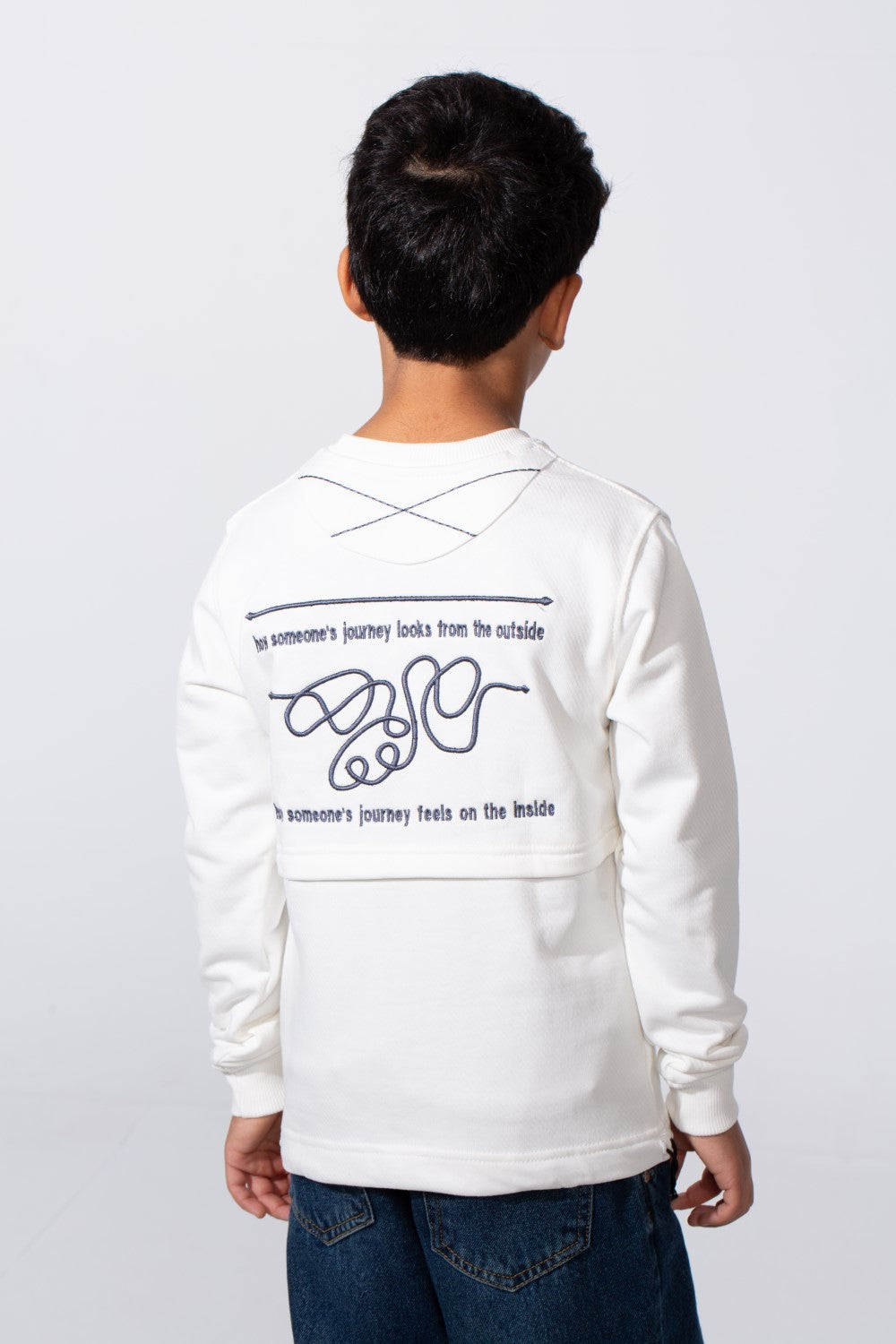 Boy's Slim Fit Crew Neck Melton Printed Sweatshirt
