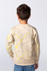 Boy's Round Neckline Slim Fit With Washed Print Casual Comfy Sweatshirt