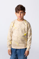 Boy's Round Neckline Slim Fit With Washed Print Casual Comfy Sweatshirt