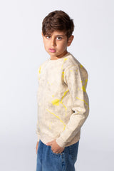 Boy's Round Neckline Slim Fit With Washed Print Casual Comfy Sweatshirt
