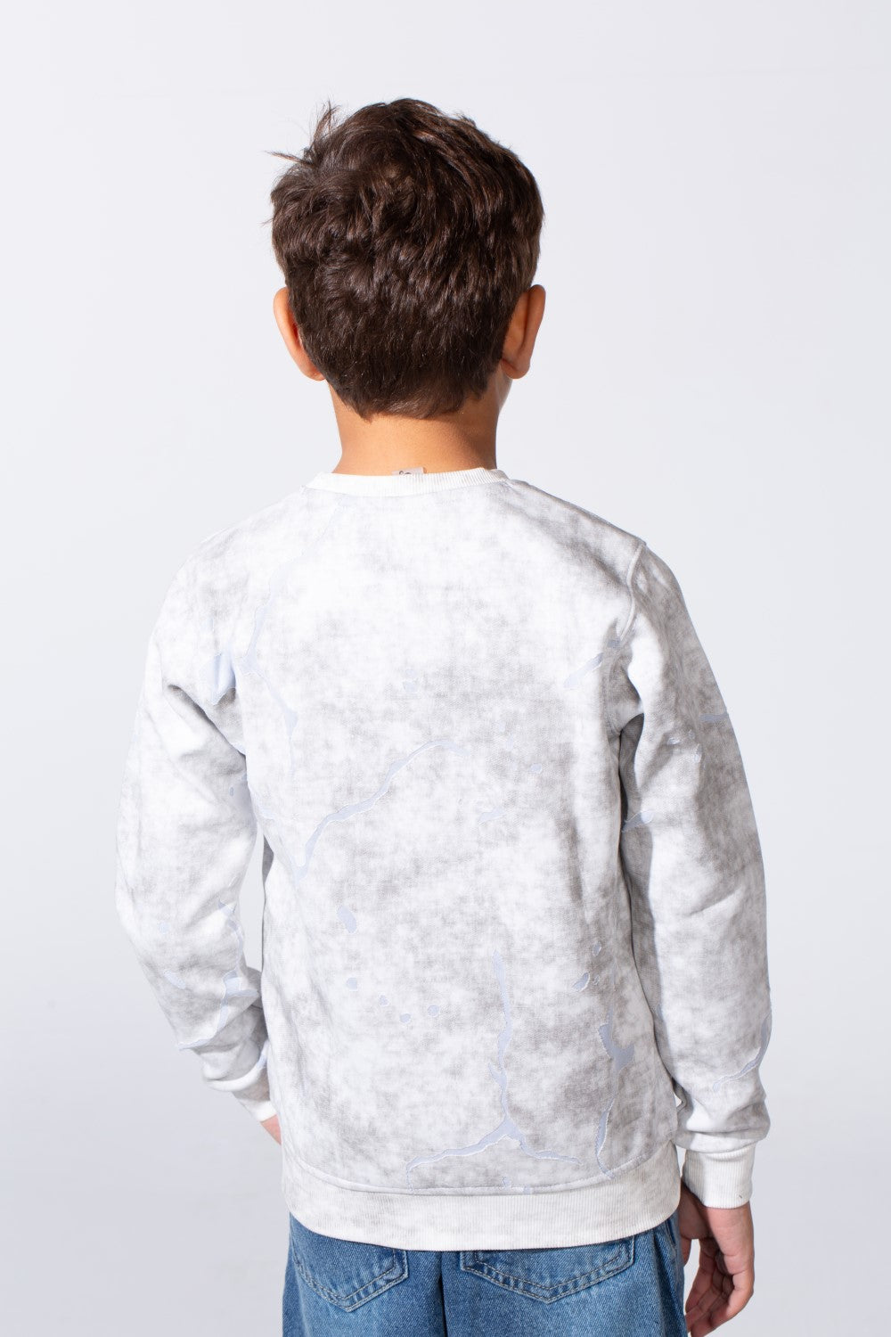 Boy's Round Neckline Slim Fit With Washed Print Casual Comfy Sweatshirt
