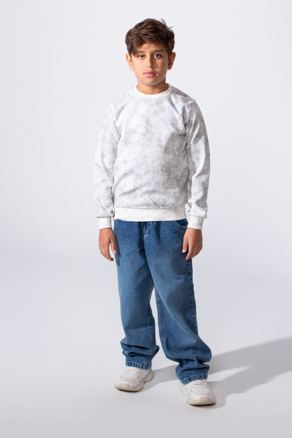 Boy's Round Neckline Slim Fit With Washed Print Casual Comfy Sweatshirt