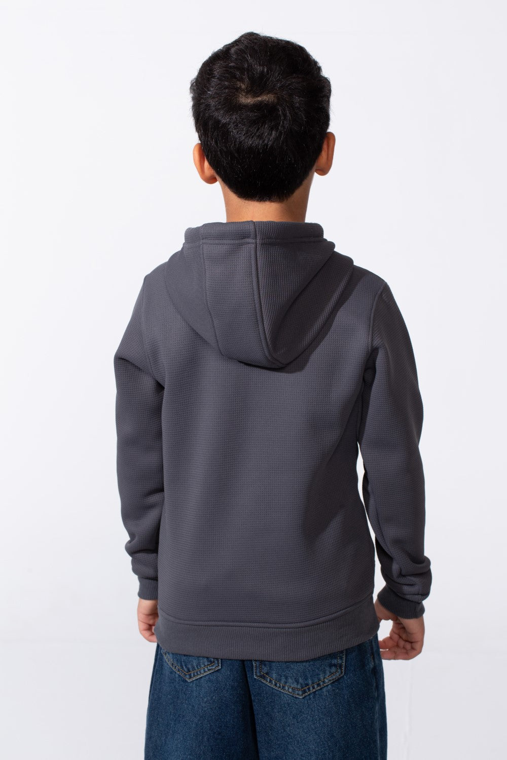 Boy's Basic Plain Slim Fit Hooded Sweatshirt