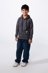 Boy's Basic Plain Slim Fit Hooded Sweatshirt