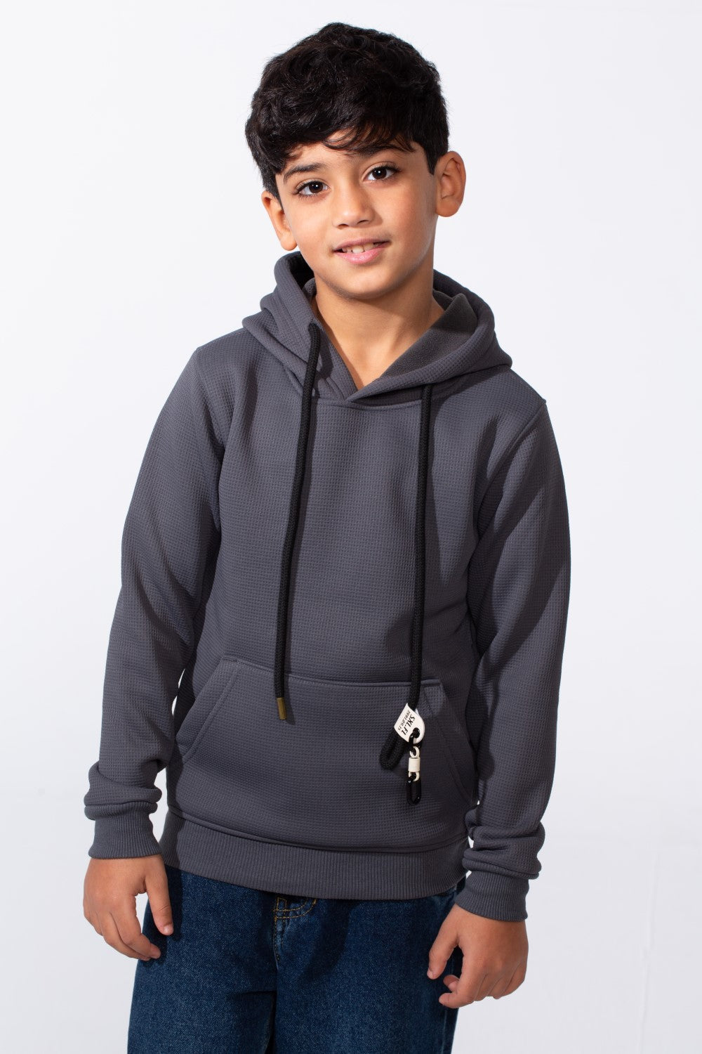 Boy's Basic Plain Slim Fit Hooded Sweatshirt