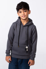Boy's Basic Plain Slim Fit Hooded Sweatshirt
