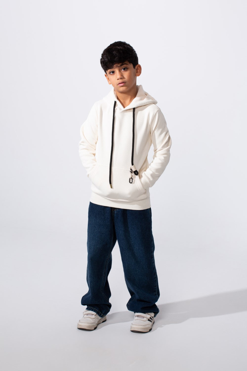 Boy's Basic Plain Slim Fit Hooded Sweatshirt