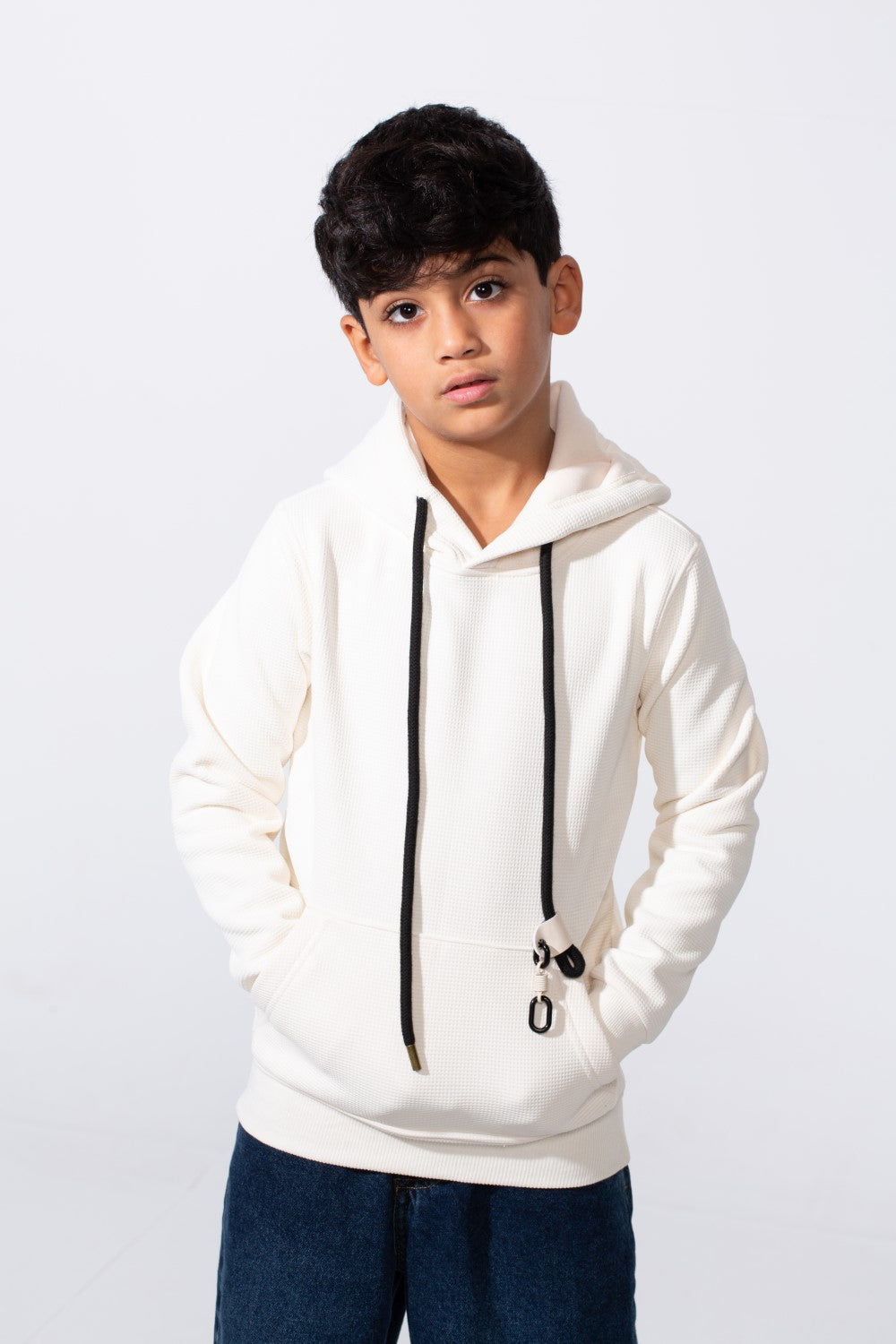 Boy's Basic Plain Slim Fit Hooded Sweatshirt
