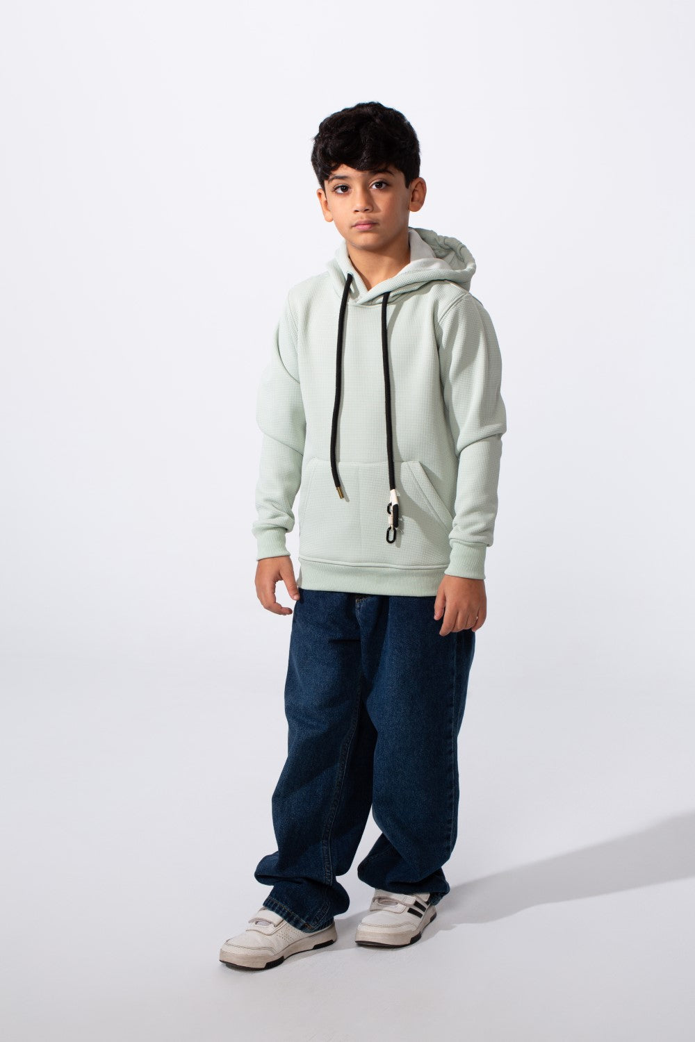Boy's Basic Plain Slim Fit Hooded Sweatshirt