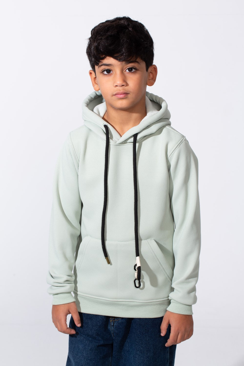 Boy's Basic Plain Slim Fit Hooded Sweatshirt