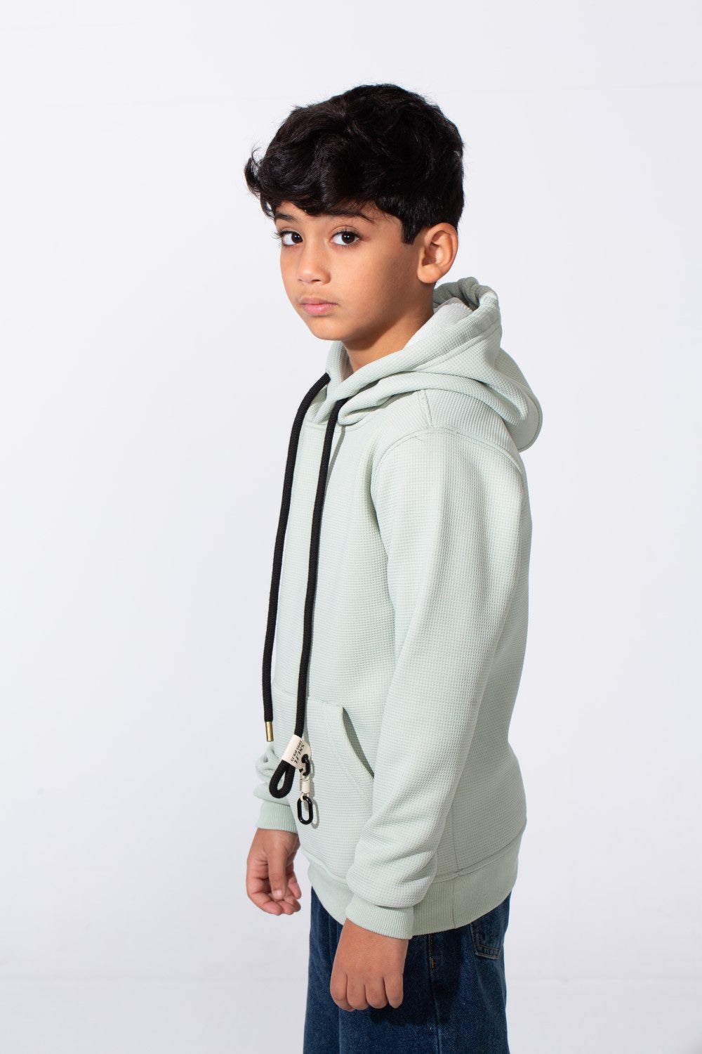 Boy's Basic Plain Slim Fit Hooded Sweatshirt