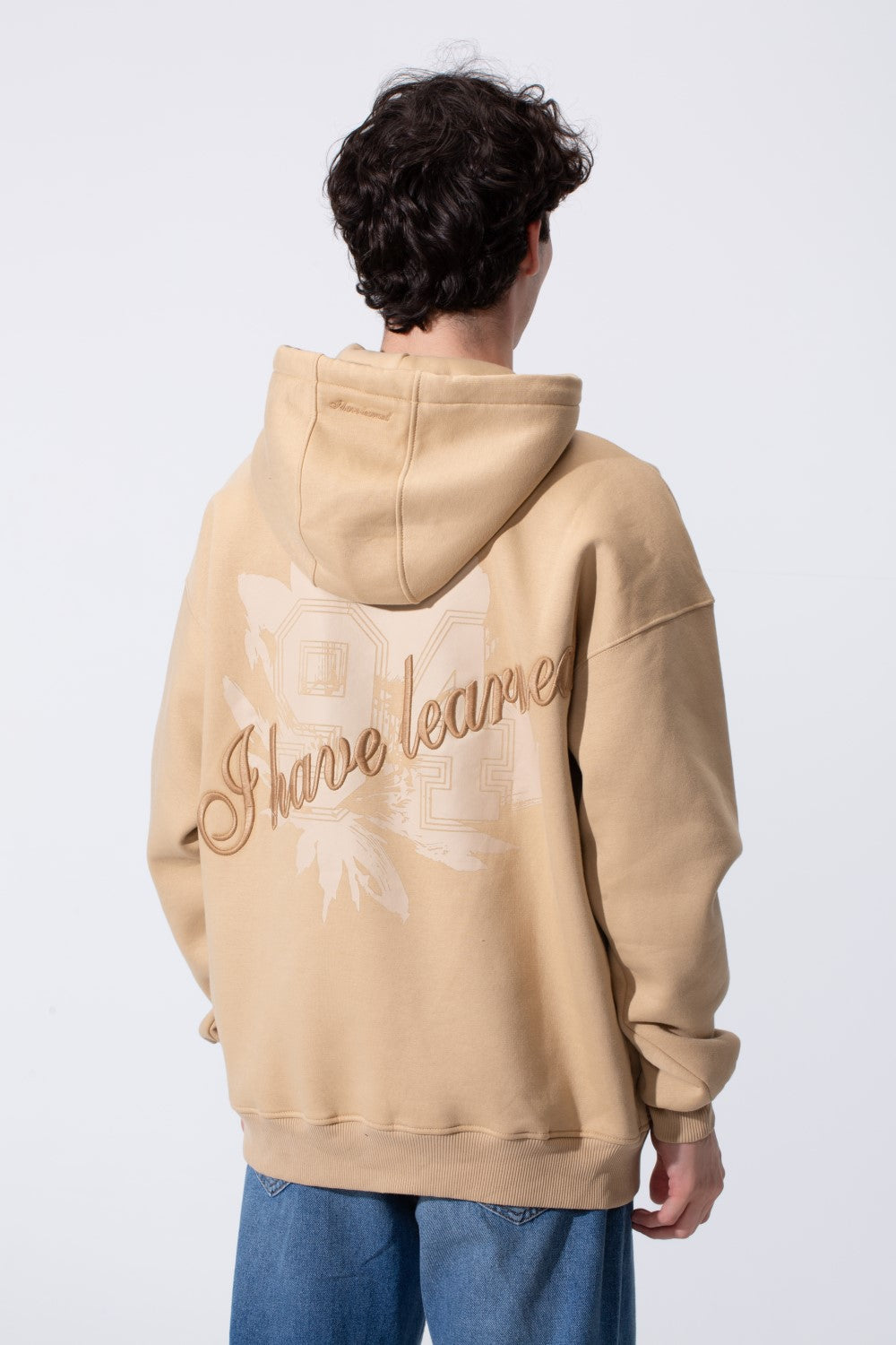 Men's Tomato Store Bold Raised Script Embroidery Double-Layer Hood Melton Oversize Sweatshirt