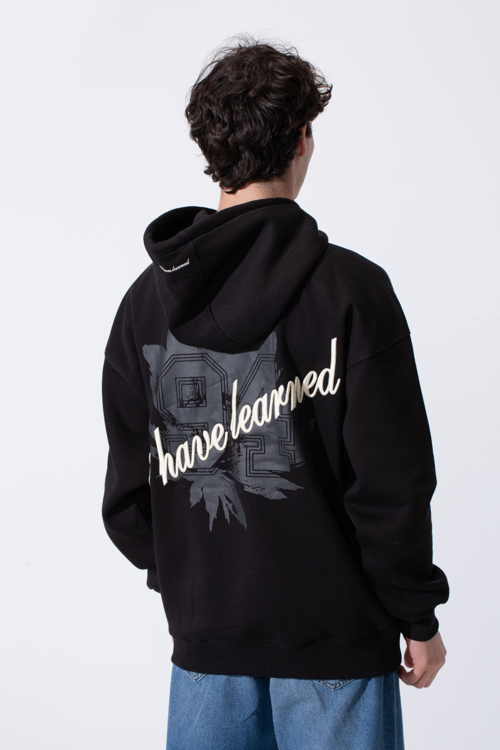 Men's Tomato Store Bold Raised Script Embroidery Double-Layer Hood Melton Oversize Sweatshirt