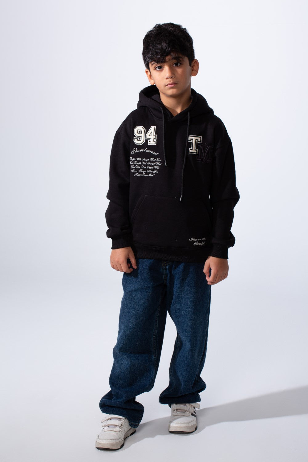 Boy's Tomato Store Bold Raised Script Embroidery Double-Layer Hood Melton Oversize Sweatshirt