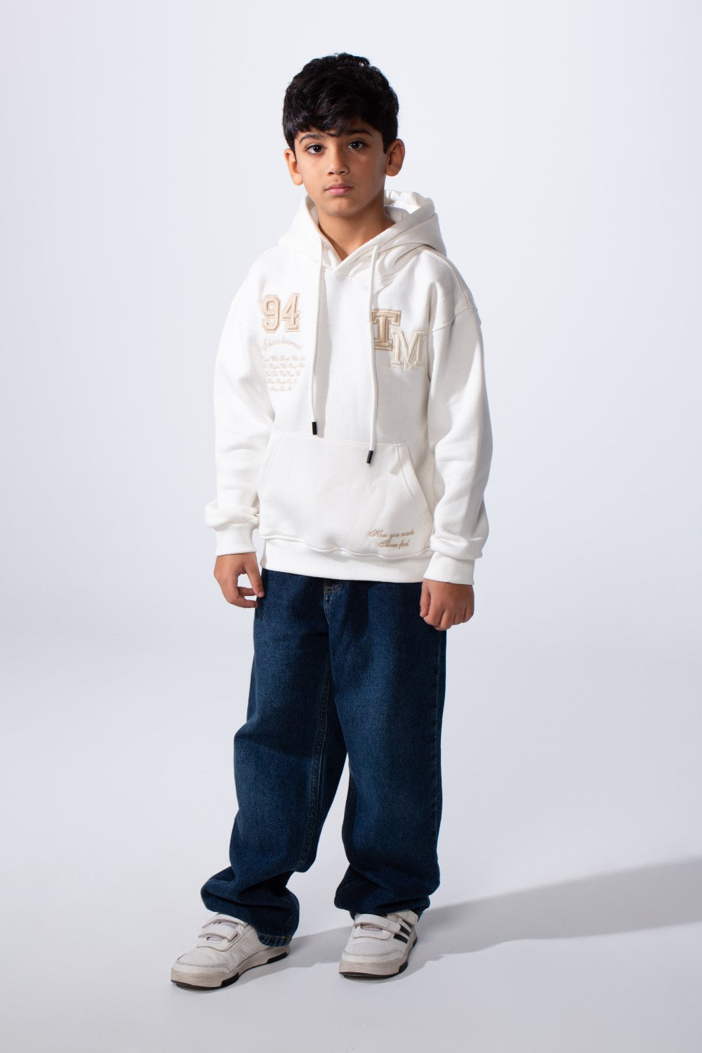 Boy's Tomato Store Bold Raised Script Embroidery Double-Layer Hood Melton Oversize Sweatshirt