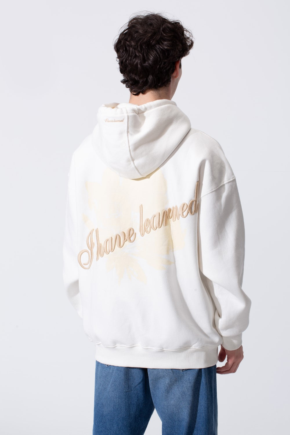 Men's Tomato Store Bold Raised Script Embroidery Double-Layer Hood Melton Oversize Sweatshirt