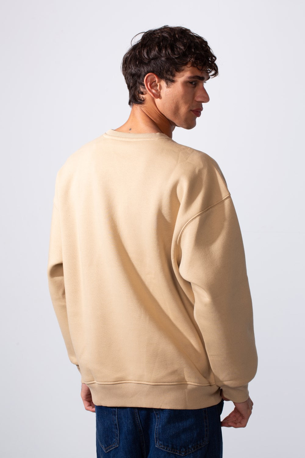 Men's Yes Print Oversize Round Neck Sweatshirt