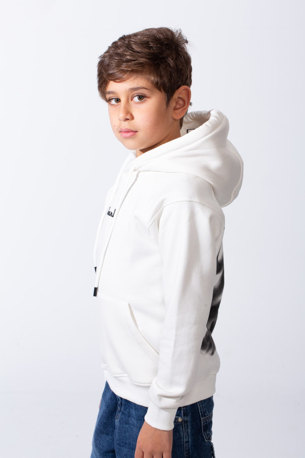 Boy's Melton Oversize Back Graphic Print Hooded Sweatshirt