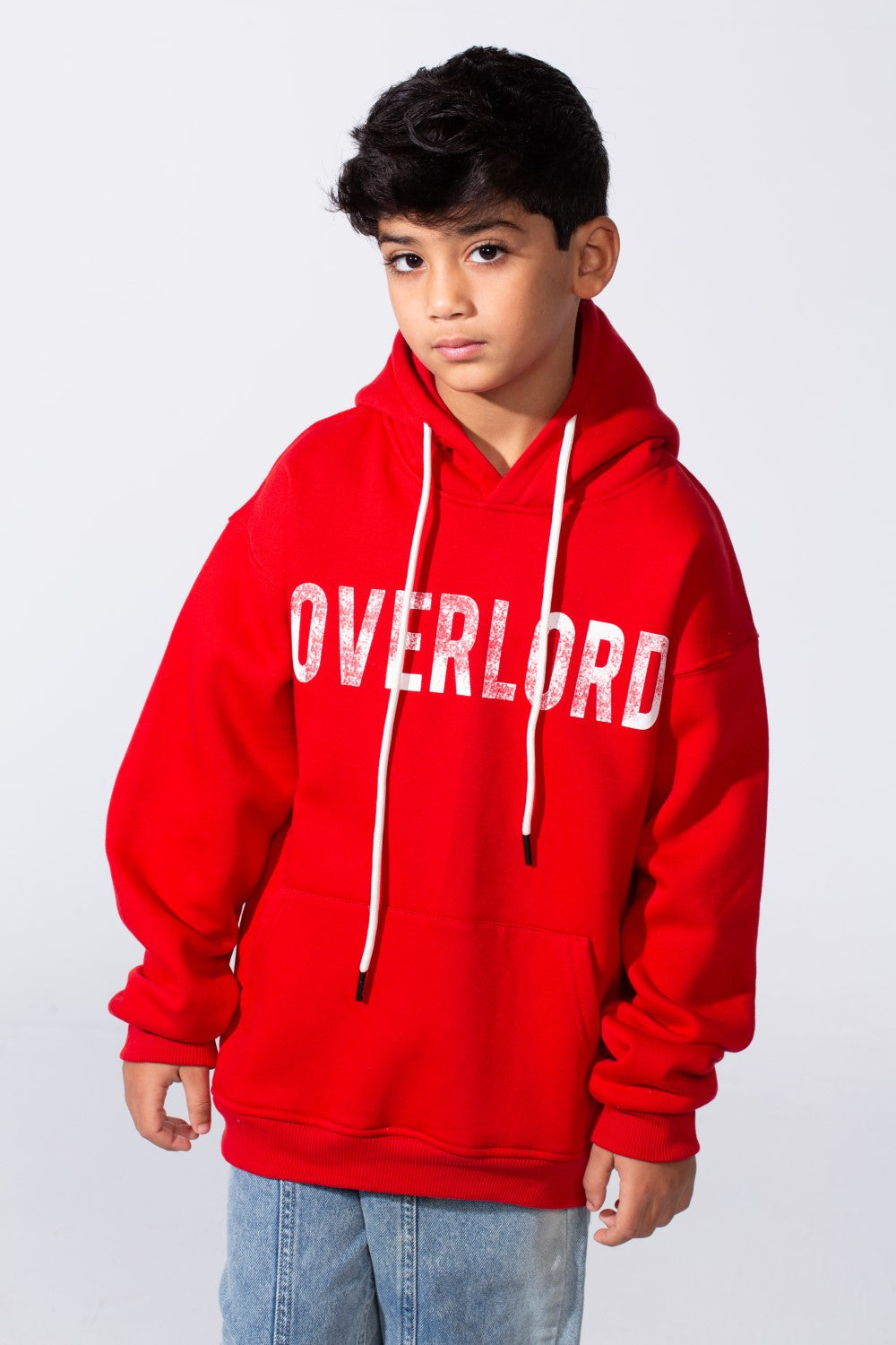 Boy's Hooded Sweatshirt With Front Print Kangaroo Pocket Long Sleeve Oversize Tomato Store