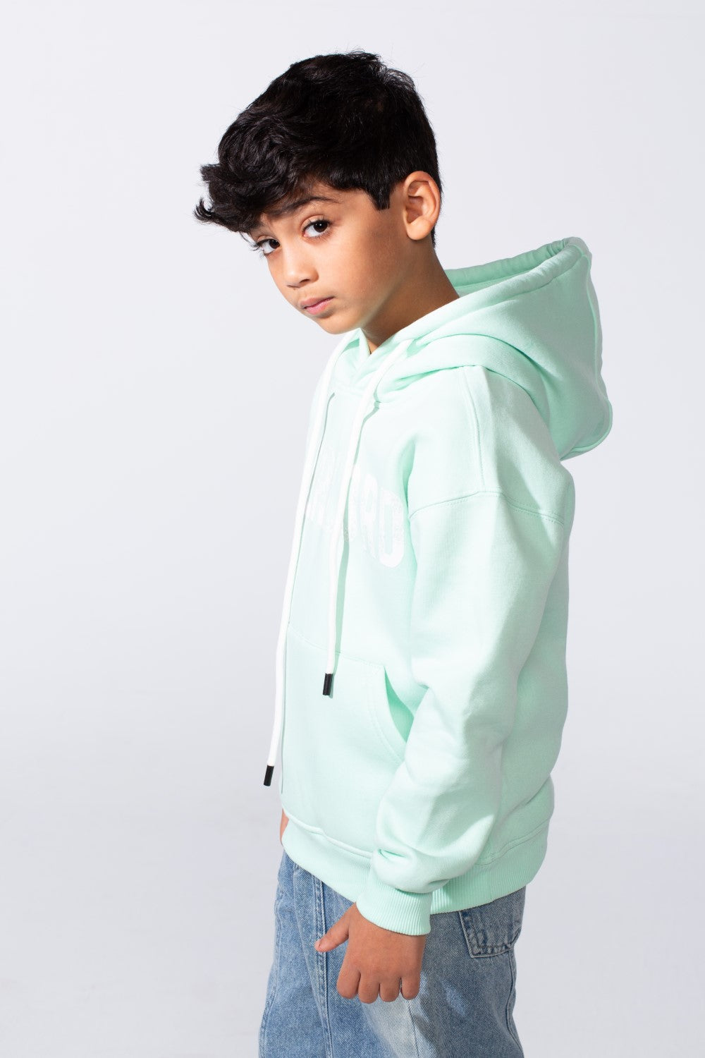 Boy's Hooded Sweatshirt With Front Print Kangaroo Pocket Long Sleeve Oversize Tomato Store