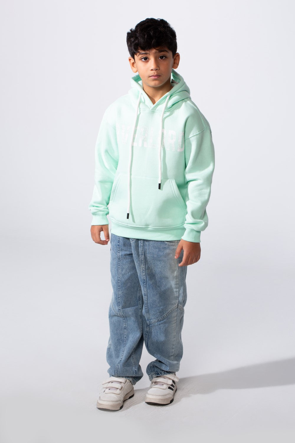 Boy's Hooded Sweatshirt With Front Print Kangaroo Pocket Long Sleeve Oversize Tomato Store