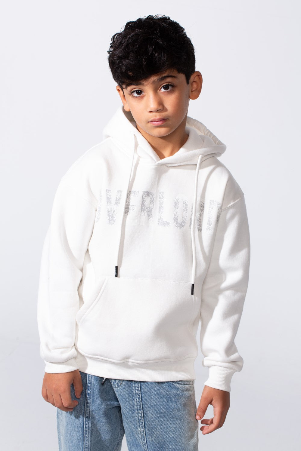 Boy's Hooded Sweatshirt With Front Print Kangaroo Pocket Long Sleeve Oversize Tomato Store