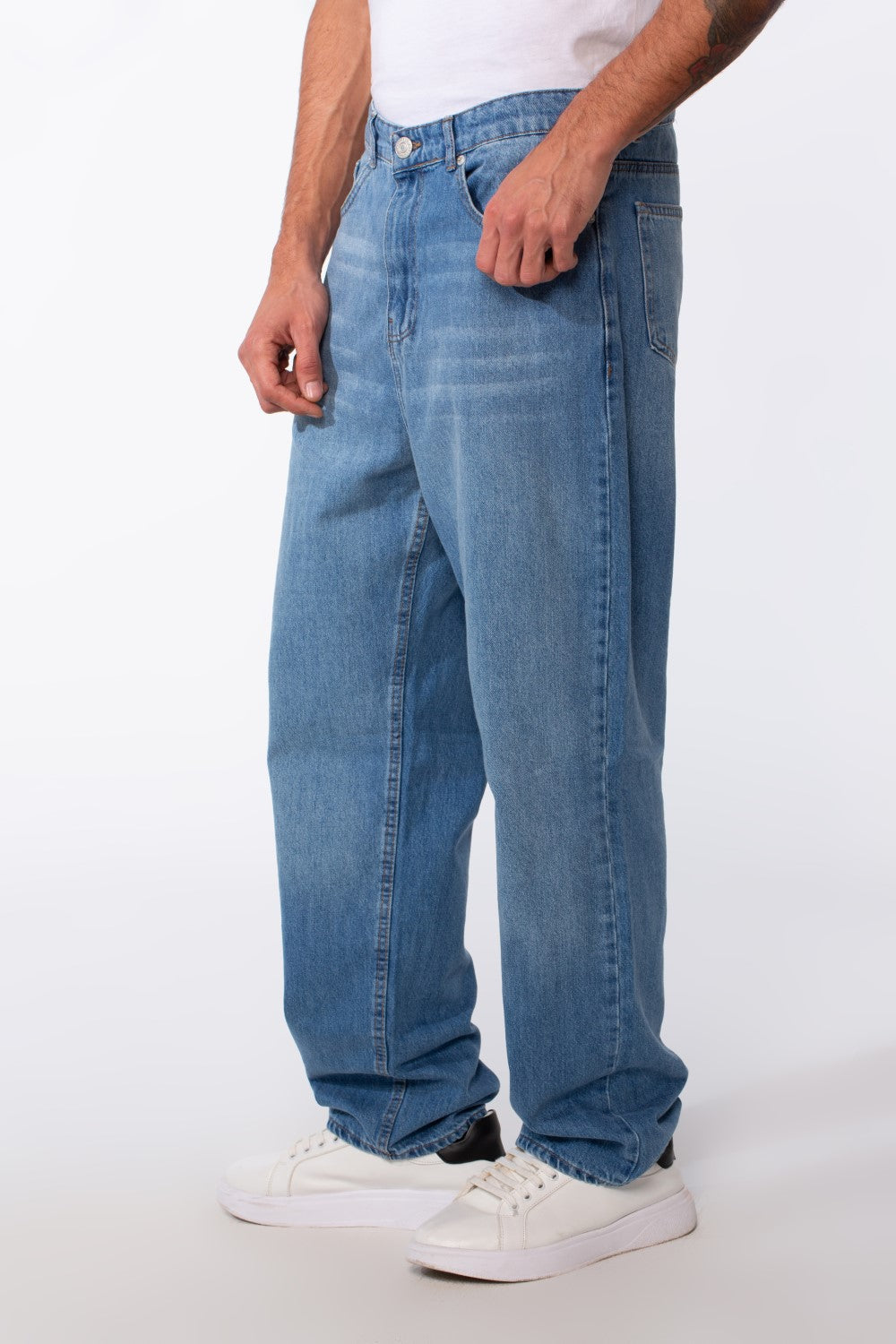 Men's Vintage Effect Straight Essential Jeans Pants