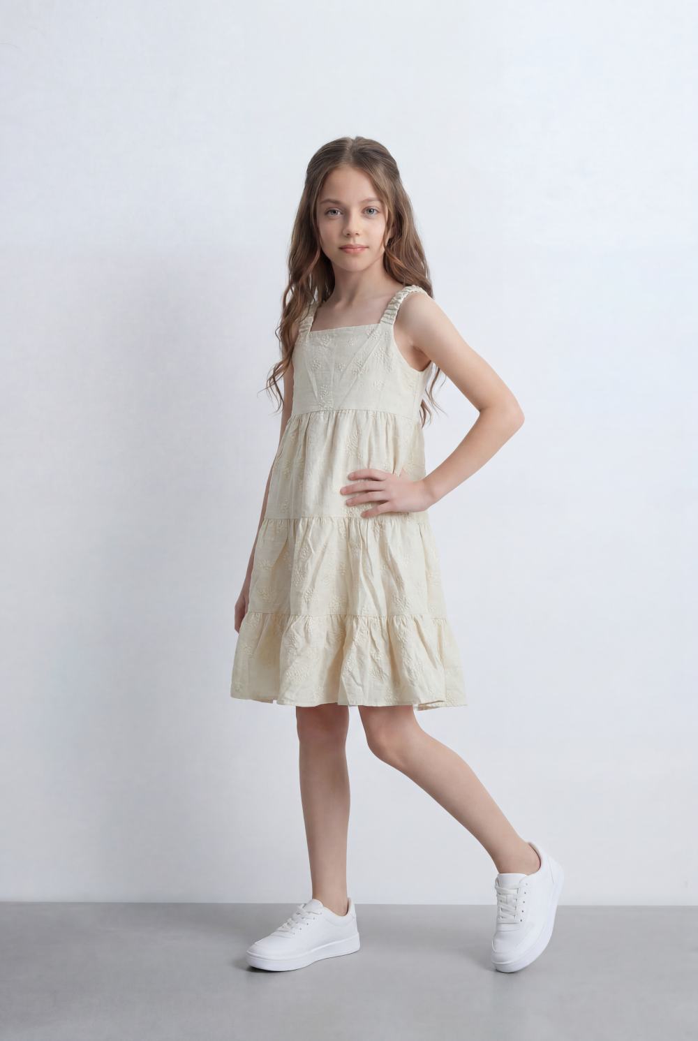 linen tomato dress Tiered Linen Dress with Ruffle Straps