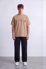 Men's Tomato Store Graphic T-Shirt Bold Artistic Back Illustration Slogan Detail Drop Shoulder Slim Fit