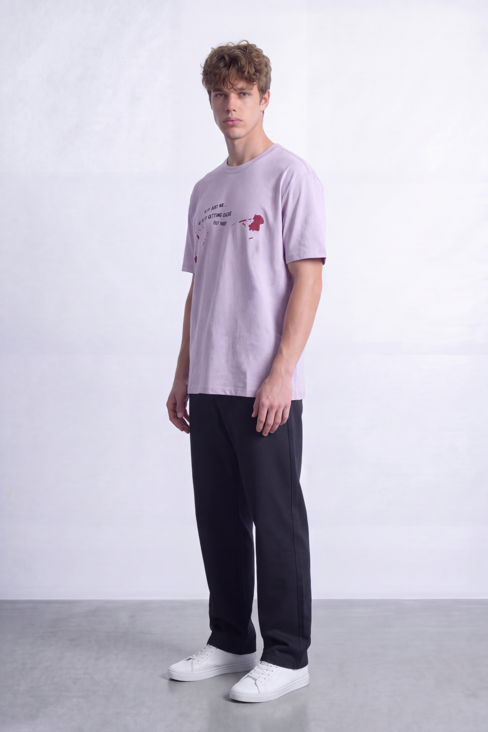 Men's Tomato Store Graphic T-Shirt Bold Artistic Back Illustration Slogan Detail Drop Shoulder Slim Fit