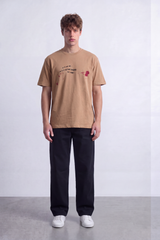 Men's Tomato Store Graphic T-Shirt Bold Artistic Back Illustration Slogan Detail Drop Shoulder Slim Fit