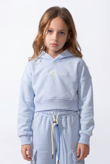 Girl's Tomato Store Outfit Set Hooded Melton Slim Fit Cropped Silhouette Utility Cargo Pockets