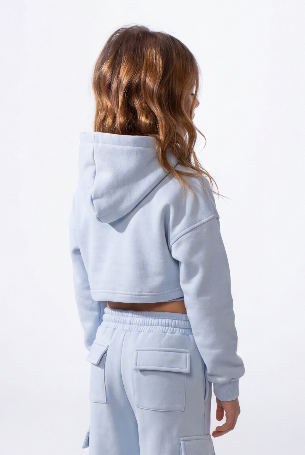 Girl's Tomato Store Outfit Set Hooded Melton Slim Fit Cropped Silhouette Utility Cargo Pockets