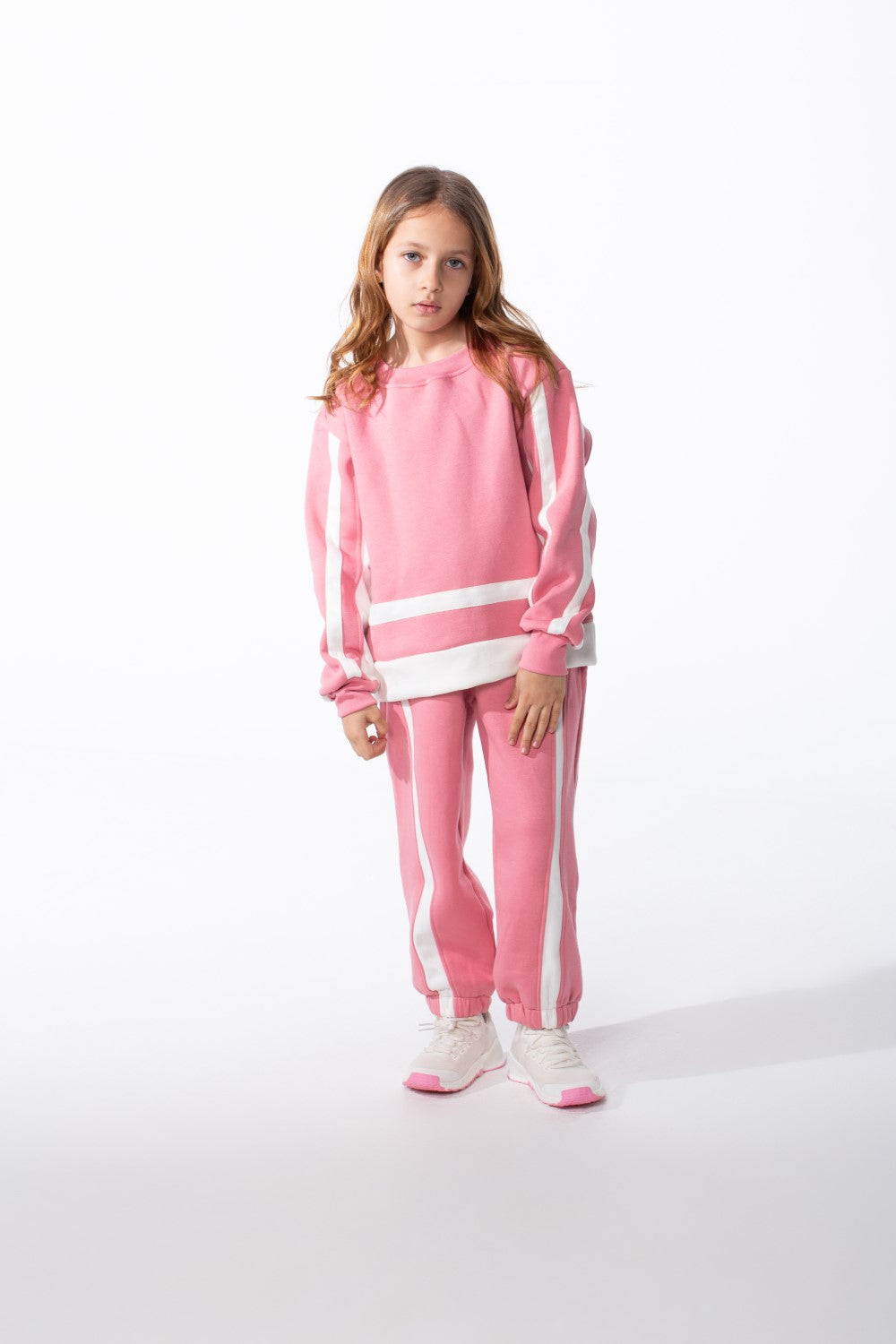 Girl's Tomato Store Slim Fit Melton Outfit Contrast Stripe Panel