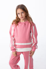 Girl's Tomato Store Slim Fit Melton Outfit Contrast Stripe Panel