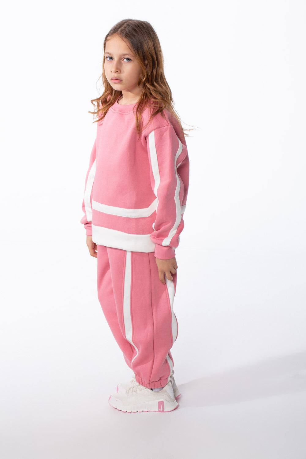 Girl's Tomato Store Slim Fit Melton Outfit Contrast Stripe Panel