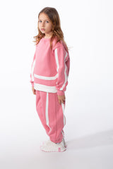 Girl's Tomato Store Slim Fit Melton Outfit Contrast Stripe Panel